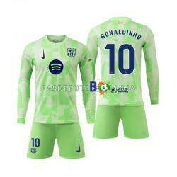 Camisola 3º Equipamento FC Barcelona Ronaldinho 10 2024-2025 Manga Comprida ,Criança