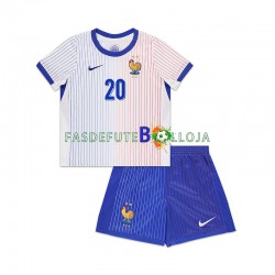 Camisola 2º Equipamento Seleção Francesa Bradley Barcola 20 2024 Manga Curta ,Criança