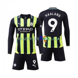 Camisola 2º Equipamento Manchester City Erling Haaland 9 2024-2025 Manga Comprida ,Criança