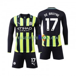 Camisola 2º Equipamento Manchester City Kevin De Bruyne 17 2024-2025 Manga Comprida ,Criança