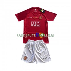 Camisola 1º Equipamento Manchester United Champion League 2007 Manga Curta ,Criança