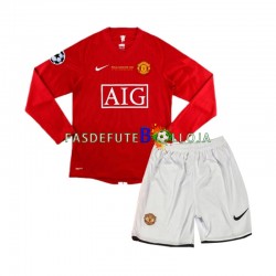 Camisola 1º Equipamento Manchester United Champion League 2007 Manga Comprida Retro ,Criança