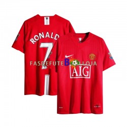 Camisola 1º Equipamento Manchester United Cristiano Ronaldo 7 Champion League 2007 Manga Curta Retro ,Homem