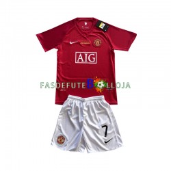Camisola 1º Equipamento Manchester United Cristiano Ronaldo 7 Champion League 2007 Manga Curta Retro ,Criança