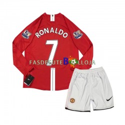 Camisola 1º Equipamento Manchester United Cristiano Ronaldo 7 2007 Manga Comprida Retro ,Criança