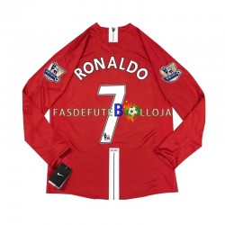 Camisola 1º Equipamento Manchester United Cristiano Ronaldo 7 2007 Manga Comprida Retro ,Homem