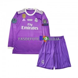 Camisola 2º Equipamento Real Madrid 2016 Manga Comprida Retro ,Criança