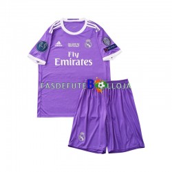 Camisola 2º Equipamento Real Madrid 2016 Manga Curta Retro ,Criança