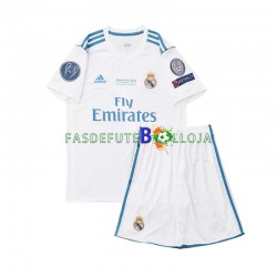 Camisola 1º Equipamento Real Madrid 2017 Manga Curta Retro ,Criança