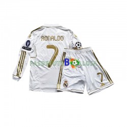 Camisola 1º Equipamento Real Madrid Cristiano Ronaldo 7 2011 Manga Comprida ,Criança