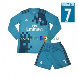 Camisola 3º Equipamento Real Madrid Cristiano Ronaldo 7 2017 Manga Comprida Retro ,Criança