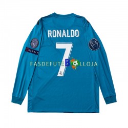 Camisola 3º Equipamento Real Madrid Cristiano Ronaldo 7 2017 Manga Comprida Retro ,Criança