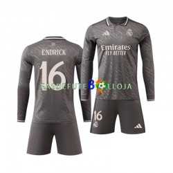 Camisola 2º Equipamento Real Madrid ENDRICK 16 2024-2025 Manga Comprida ,Criança