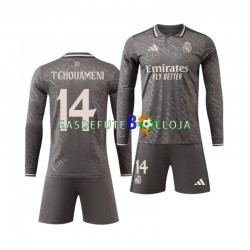 Camisola 2º Equipamento Real Madrid Tchouameni 14 2024-2025 Manga Comprida ,Criança