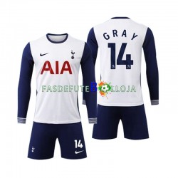 Camisola 1º Equipamento Tottenham Spurs Gray 14 2024-2025 Manga Comprida ,Criança