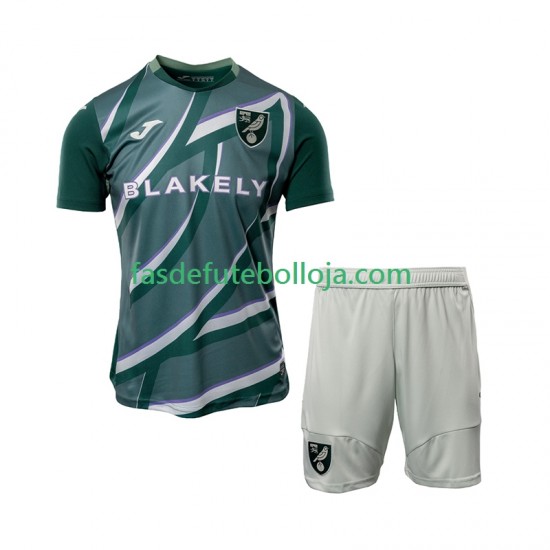 Camisola 2º Equipamento Norwich City 2025-2026 Manga Curta ,Criança