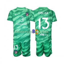 Camisola Guarda-redes 2º Equipamento Atlético Madrid Verde Jan Oblak 13 2023-2024 Manga Curta ,Criança