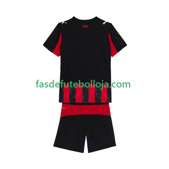 Camisola 1º Equipamento AC Milan 2025-2026 Manga Curta ,Criança