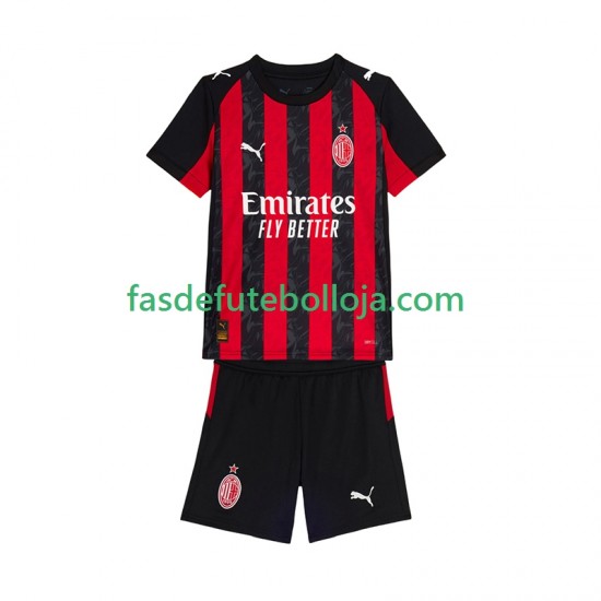 Camisola 1º Equipamento AC Milan 2025-2026 Manga Curta ,Criança