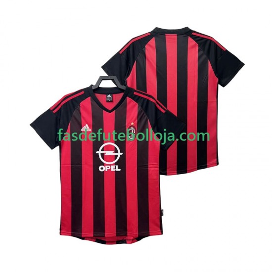 Camisola 1º Equipamento AC Milan 2003 2002 Manga Curta Retro ,Homem