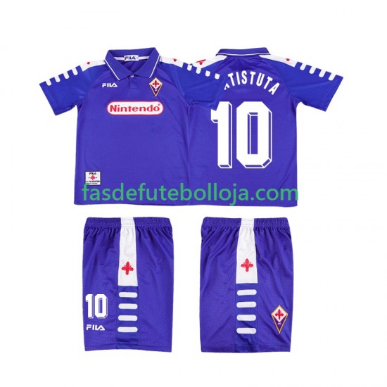 Camisola 1º Equipamento ACF Fiorentina RUICOSTA 10 1998 1999 Manga Curta Retro ,Criança