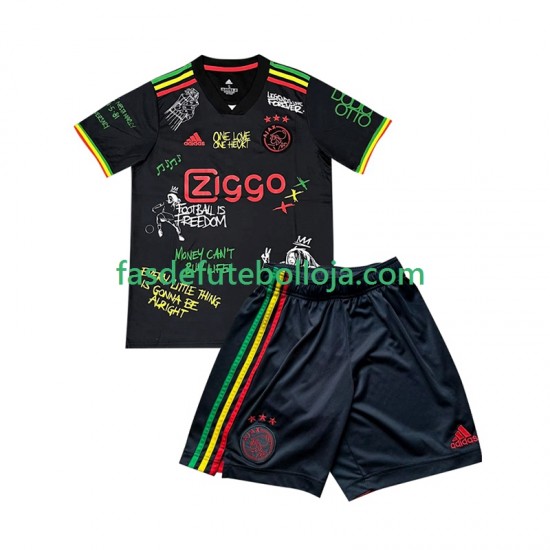 Camisola 1º Equipamento AFC Ajax Preto Bob Marley Special 2025-2026 Manga Curta ,Criança