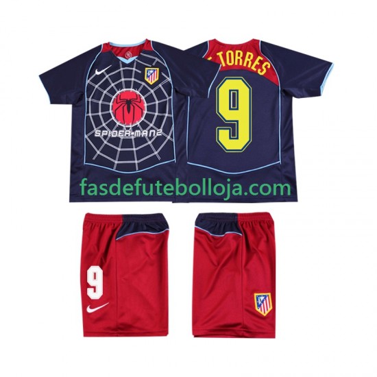 Camisola 2º Equipamento Atlético Madrid F TORRES 9 2005 2004 Manga Curta Retro ,Criança