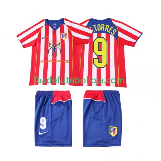 Camisola 1º Equipamento Atlético Madrid F TORRES 9 2005 2004 Manga Curta Retro ,Criança