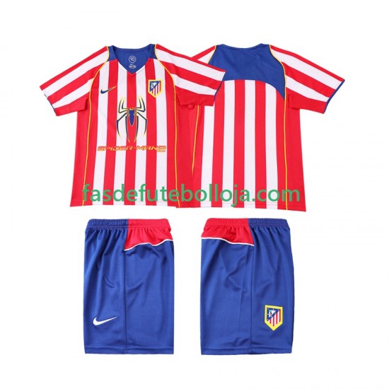 Camisola 1º Equipamento Atlético Madrid 2005 2004 Manga Curta Retro ,Criança