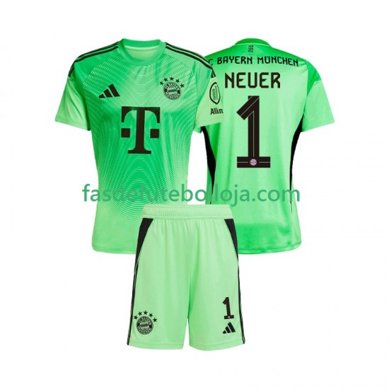 Camisola Guarda-redes 1º Equipamento Bayern de Munique Manuel Neuer 1 2025-2026 Manga Curta ,Criança