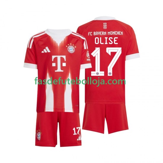 Camisola 1º Equipamento Bayern de Munique Michael Olise 17 2025-2026 Manga Curta ,Criança