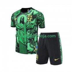 1º Equipamento Seleção Brasileira Verde JESUS Football Shirts 2024-2025 Manga Curta ,Criança