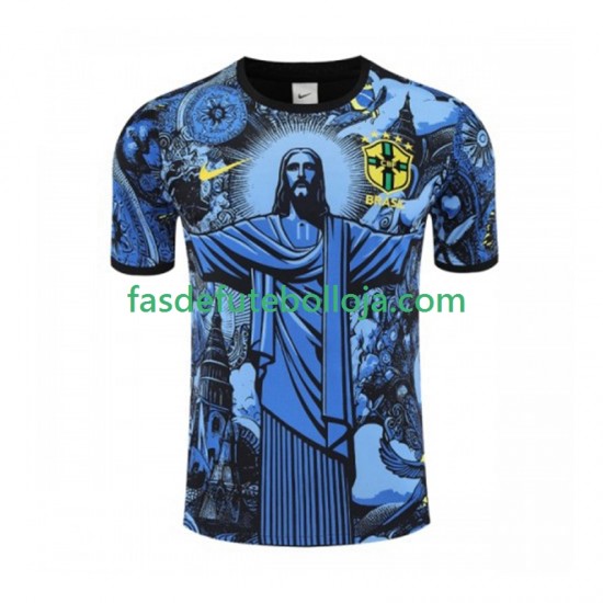 Camisola 1º Equipamento Seleção Brasileira Azul Jesus 2024-2025 Manga Curta ,Homem