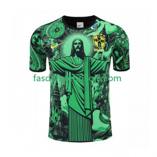 Camisola 1º Equipamento Seleção Brasileira Verde Jesus 2024-2025 Manga Curta ,Homem