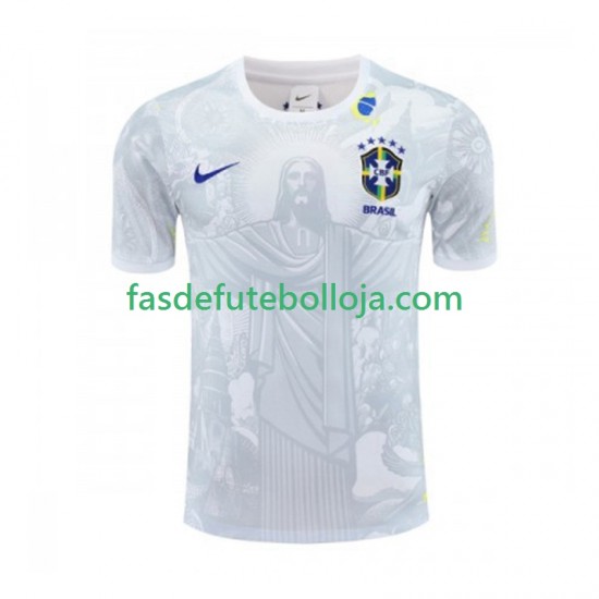 Camisola 1º Equipamento Seleção Brasileira Branco Jesus 2024-2025 Manga Curta ,Homem