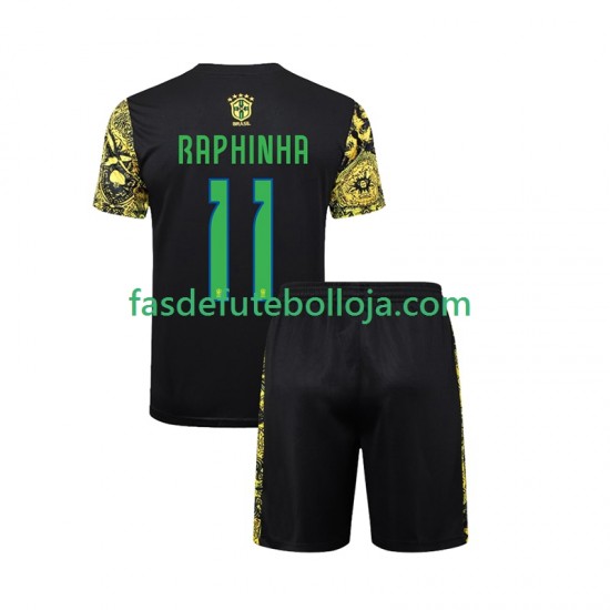 Camisola 1º Equipamento Seleção Brasileira RAPHINHA 11 Jesus 2024 Manga Curta ,Criança