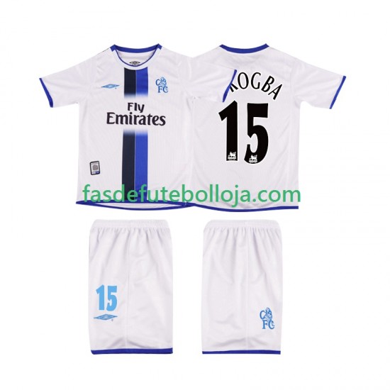 Camisola 2º Equipamento Chelsea DROGBA 15 2003 Manga Curta Retro ,Criança