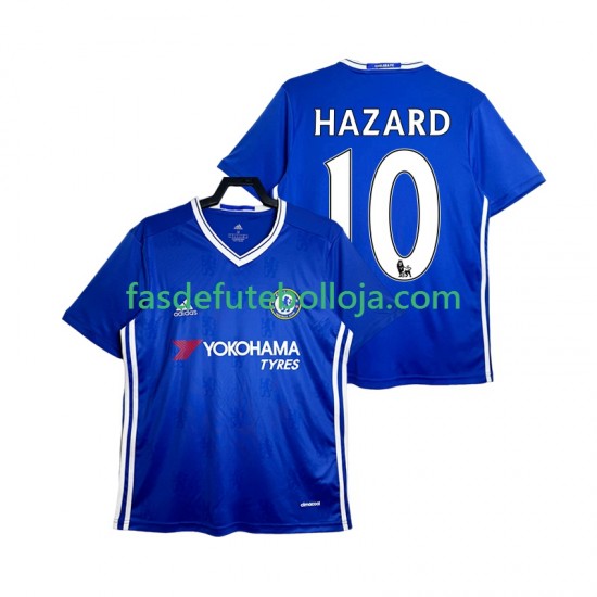 Camisola 1º Equipamento Chelsea HAZARD 10 2016-2017 Manga Curta Retro ,Homem