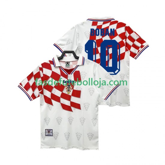 Camisola 1º Equipamento Seleção Croata BOBAN 10 1998 Manga Curta Retro ,Homem