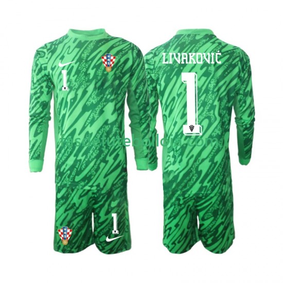 Camisola Guarda-redes 2º Equipamento Seleção Croata DOMINIK LIVAKOVIC 1 2024 Manga Comprida ,Criança