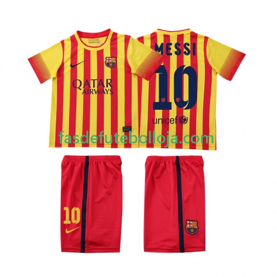 Camisola 2º Equipamento FC Barcelona Lionel Messi 10 2013 2014 Manga Curta Retro ,Criança
