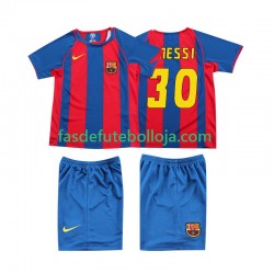 Camisola 1º Equipamento FC Barcelona Lionel Messi 10 2004 Manga Curta Retro ,Criança