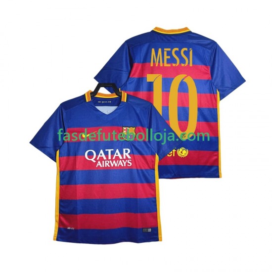Camisola 1º Equipamento FC Barcelona Lionel Messi 10 2015-2016 Manga Curta Retro ,Homem