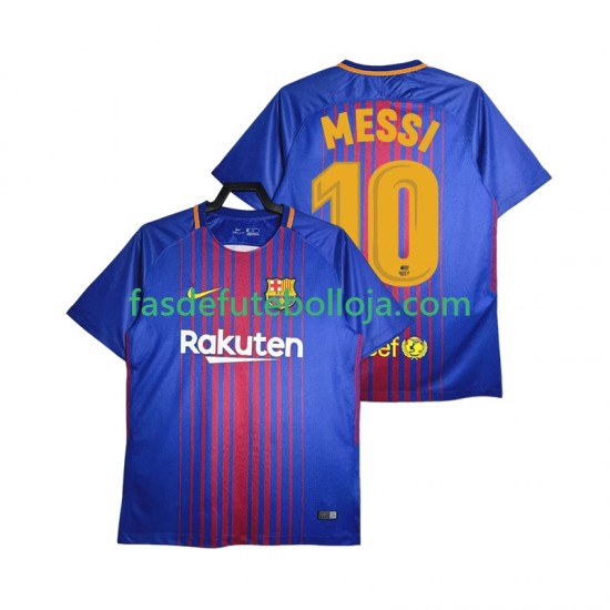 Camisola 1º Equipamento FC Barcelona Lionel Messi 10 2017-2018 Manga Curta Retro ,Homem