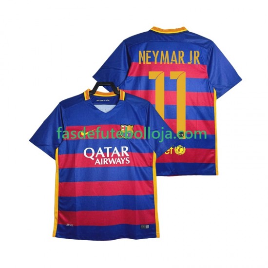 Camisola 1º Equipamento FC Barcelona Neymar JR 11 2015-2016 Manga Curta Retro ,Homem