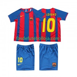 Camisola 1º Equipamento FC Barcelona RONALDINHO 10 2004 Manga Curta Retro ,Criança