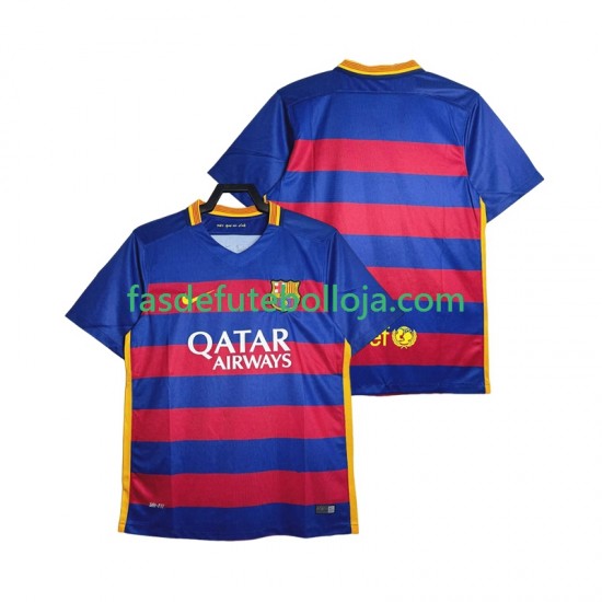 Camisola 1º Equipamento FC Barcelona 2015-2016 Manga Curta Retro ,Homem