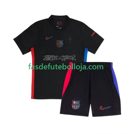 Camisola 2º Equipamento FC Barcelona TRAVIS SCOTT 2024-2025 Manga Curta ,Criança