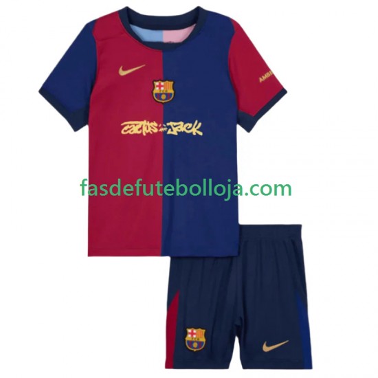 Camisola 1º Equipamento FC Barcelona TRAVIS SCOTT 2024-2025 Manga Curta ,Criança
