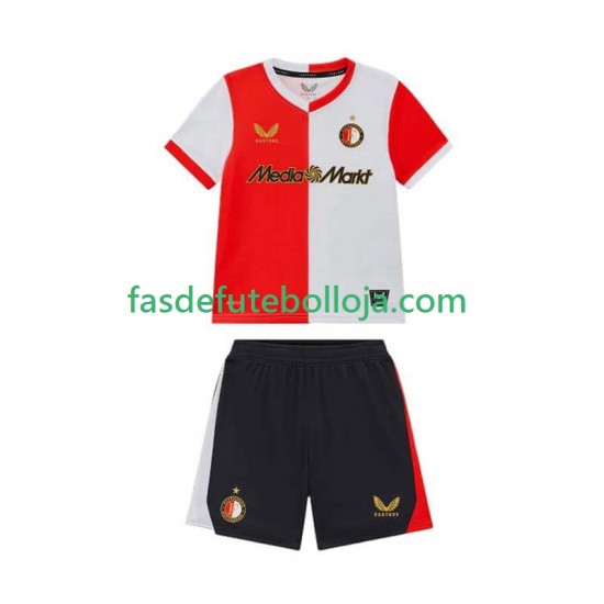 Camisola 1º Equipamento Feyenoord Rotterdam 2025-2026 Manga Curta ,Criança